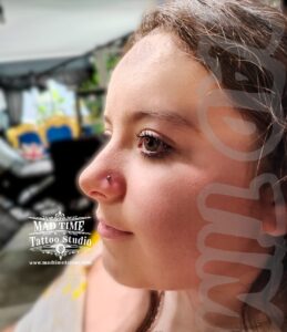Nostril piercing by Judi.
Book your appointment now! 📅

#Nostril Piercing #MadTimeTattoo