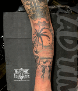 family tattoo parents with kids tattoo half sleeve