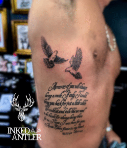 ribs tattoo and doves
